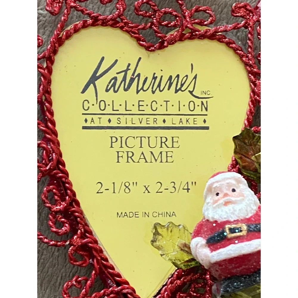 Vtg KATHERINE'S COLLECTION Heart Shaped PICTURE FRAME Christmas Ornaments ~ NEW